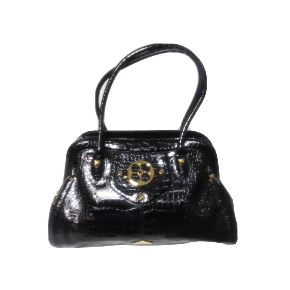 IMAN Shoulder Tote Bag Large Handbag Faux Leather Purse Croc embossed